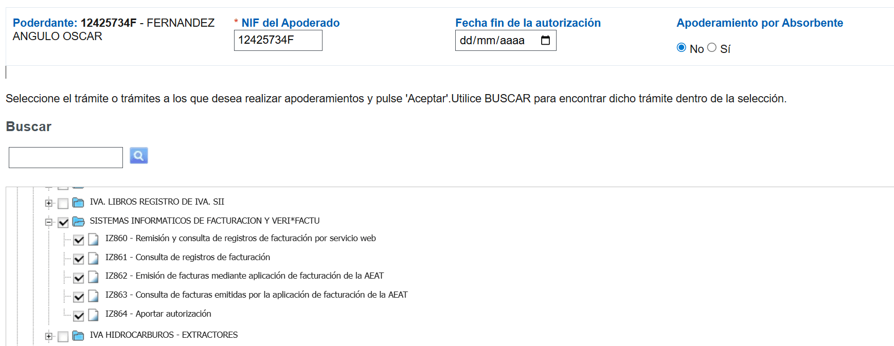 Paso 3 del apoderamiento en la AEAT